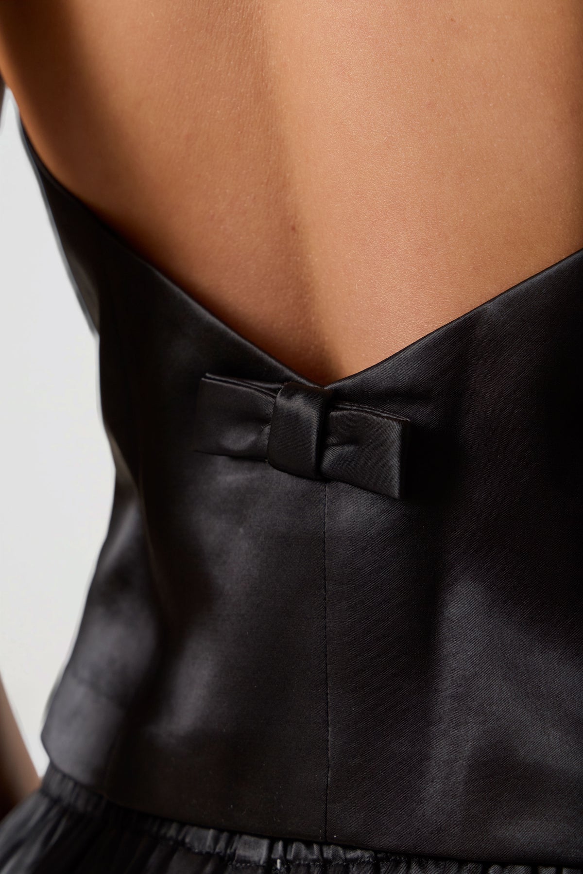 BELLA STRUCTURED CORSET SCARF TOP | BLACK SATIN-5