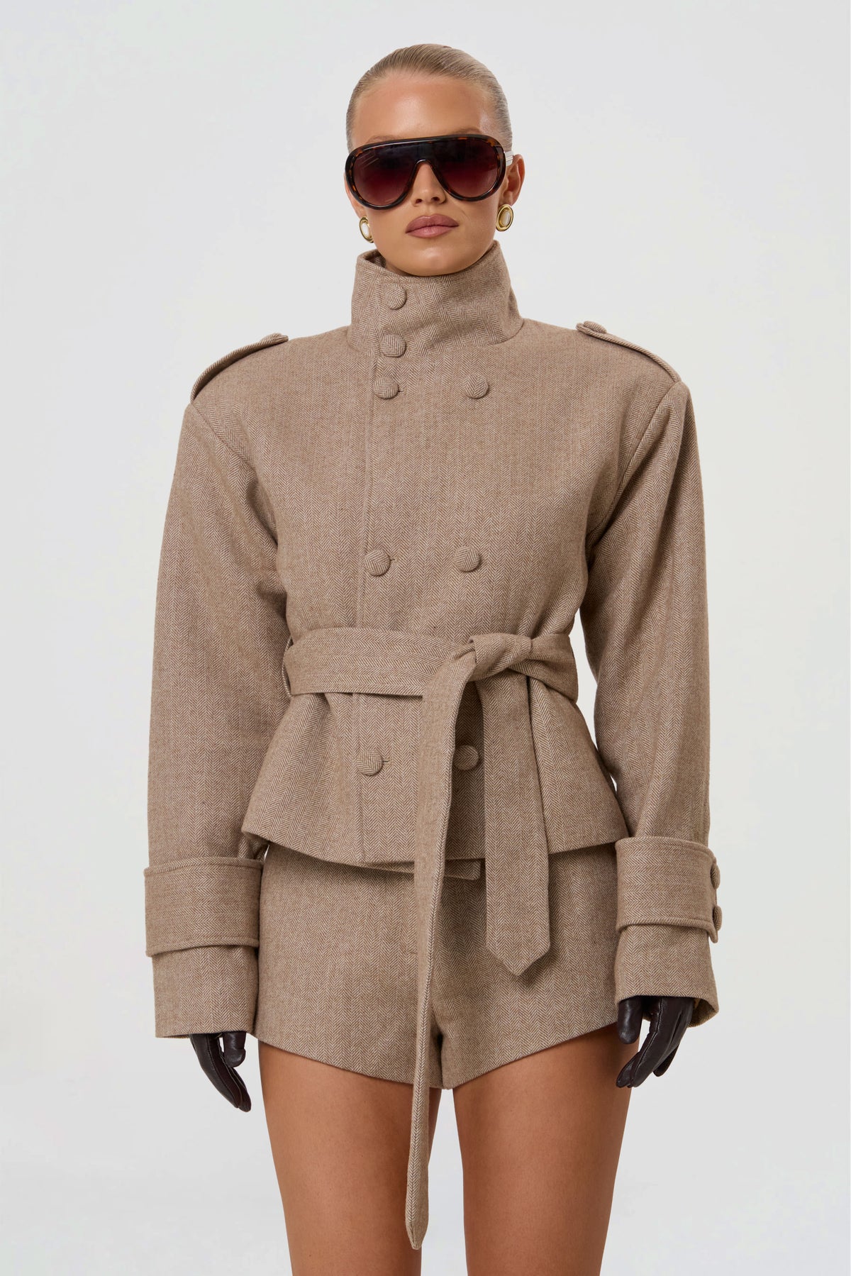 RHOE STRUCTURED BELT BLAZER | HERRINGBONE-1
