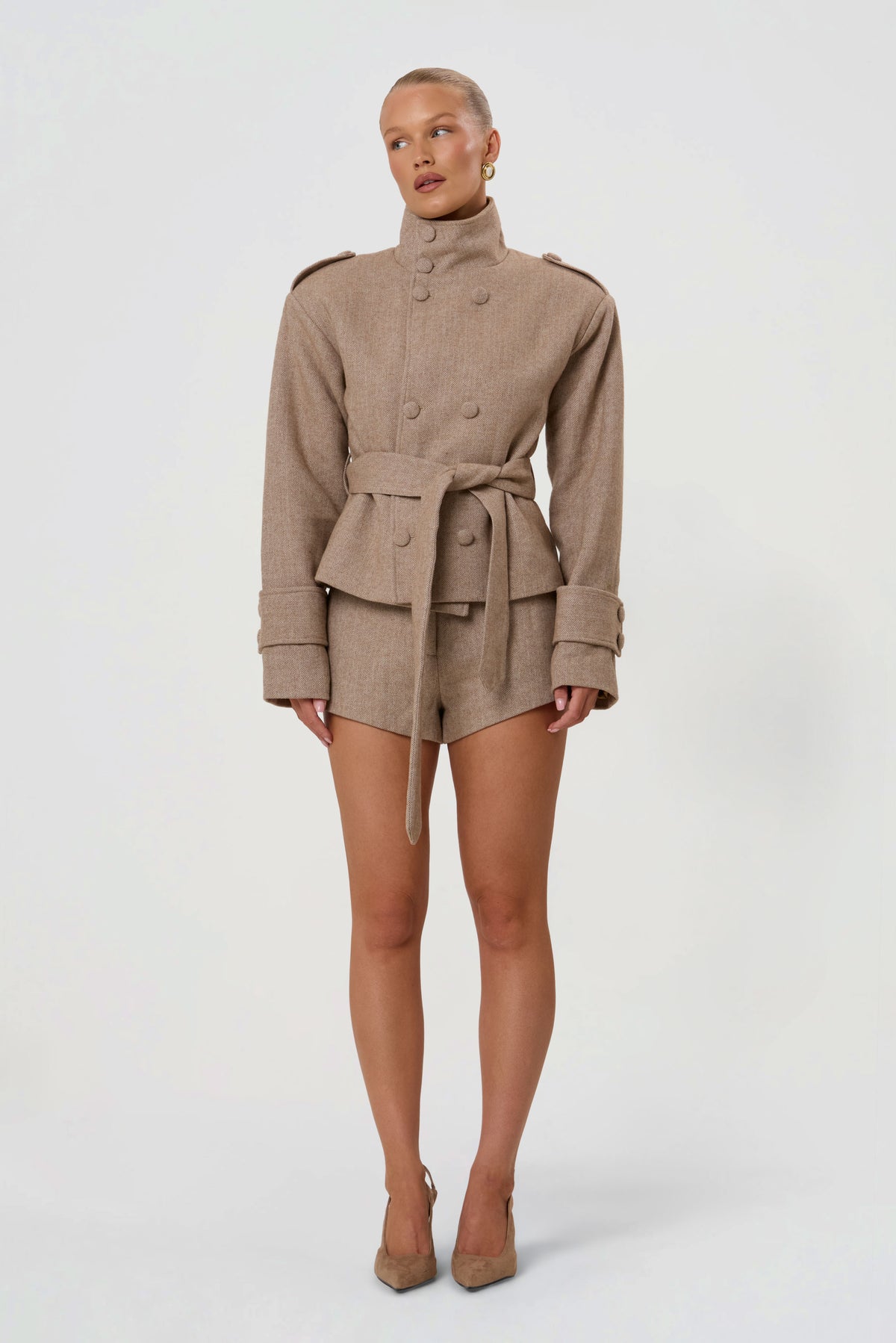 RHOE STRUCTURED BELT BLAZER | HERRINGBONE-2