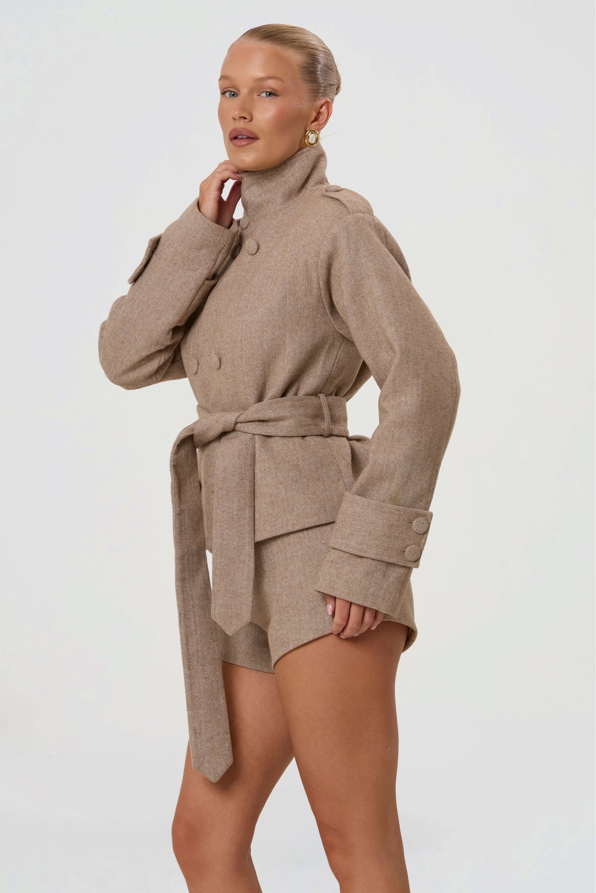 RHOE STRUCTURED BELT BLAZER | HERRINGBONE-6