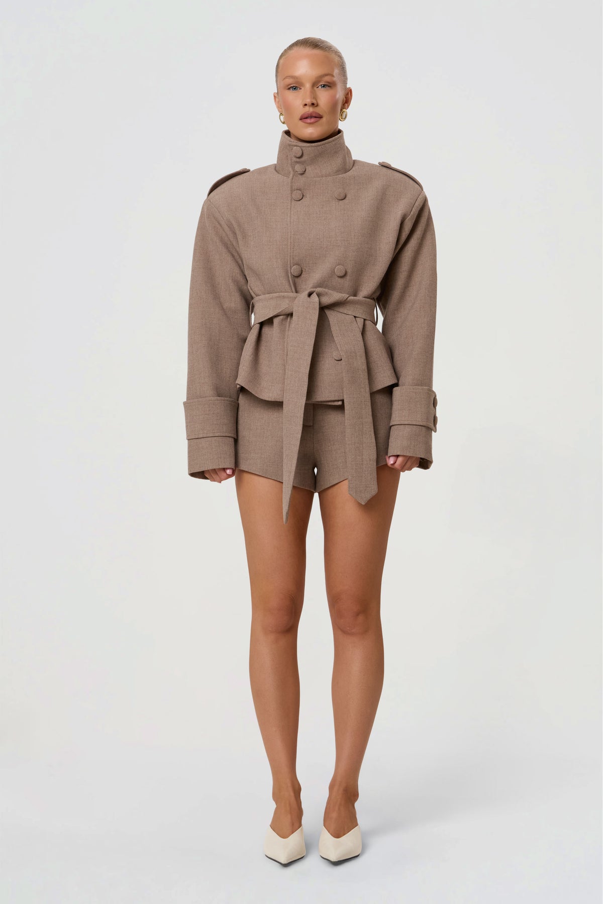 RHOE STRUCTURED TIE WASIT BLAZER | TAUPE-2