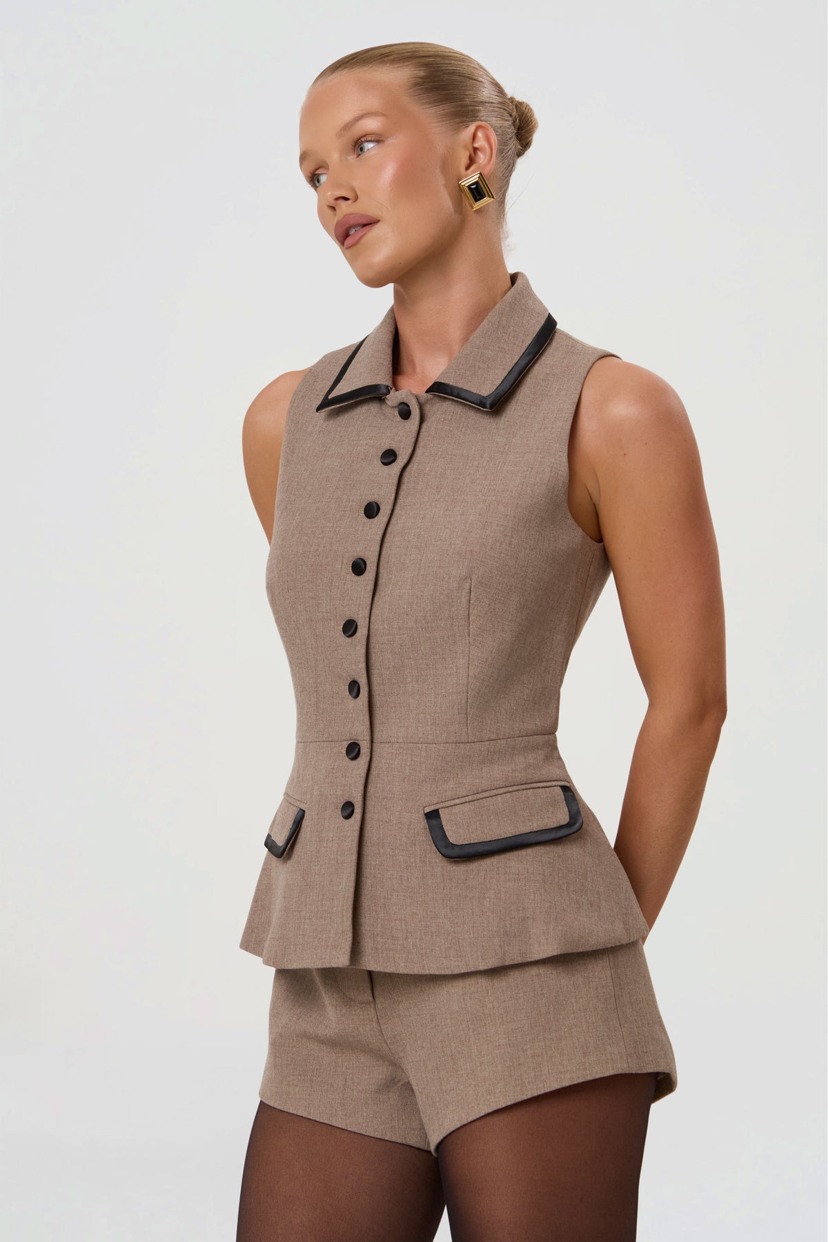 HARPER PEPLUM WASTCOAT | TAUPE-5