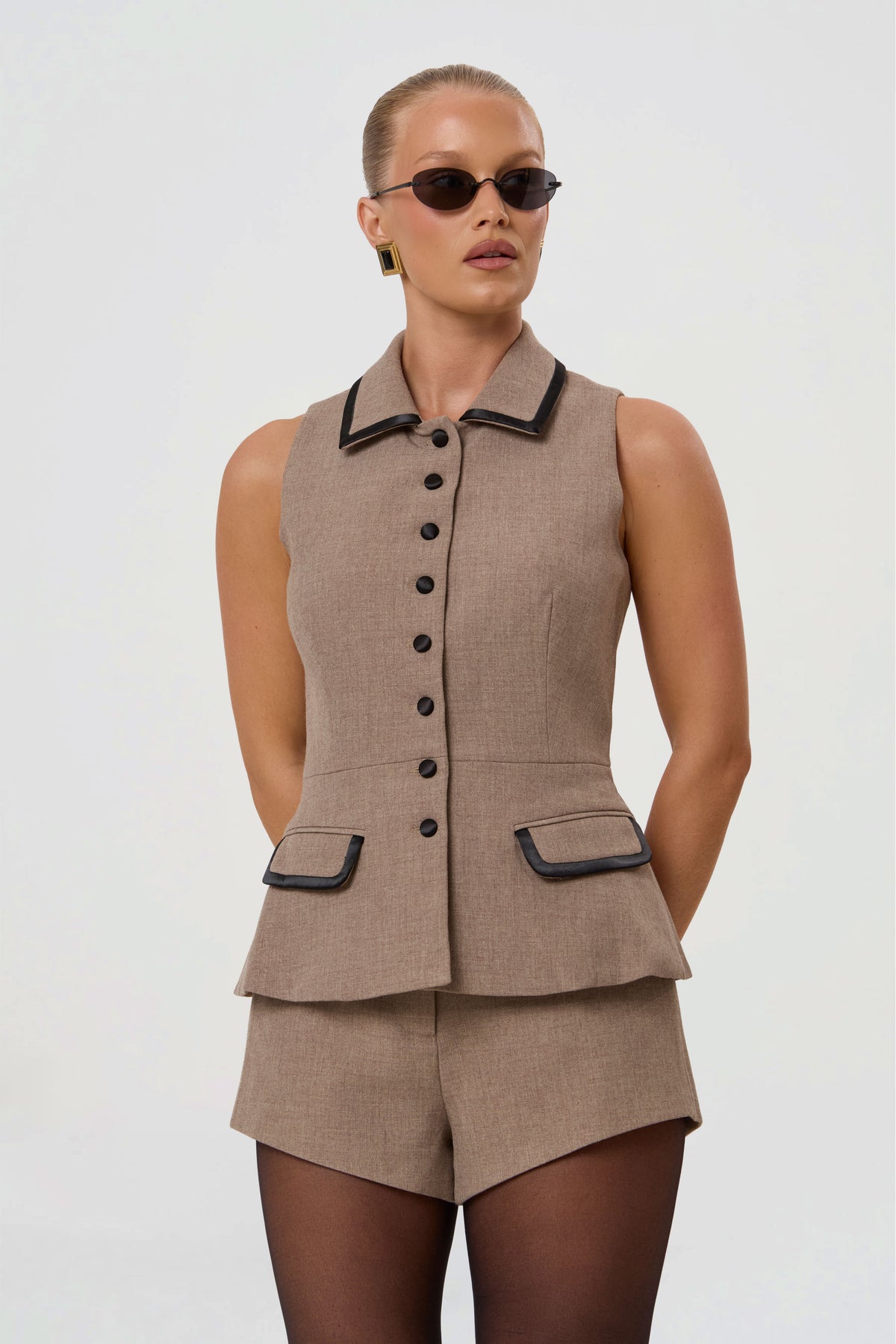 HARPER PEPLUM WASTCOAT | TAUPE-3