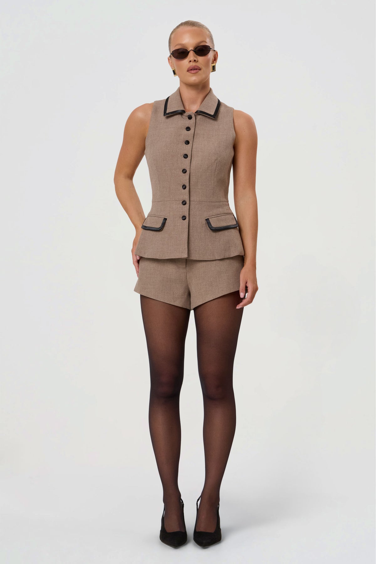 HARPER PEPLUM WASTCOAT | TAUPE-2