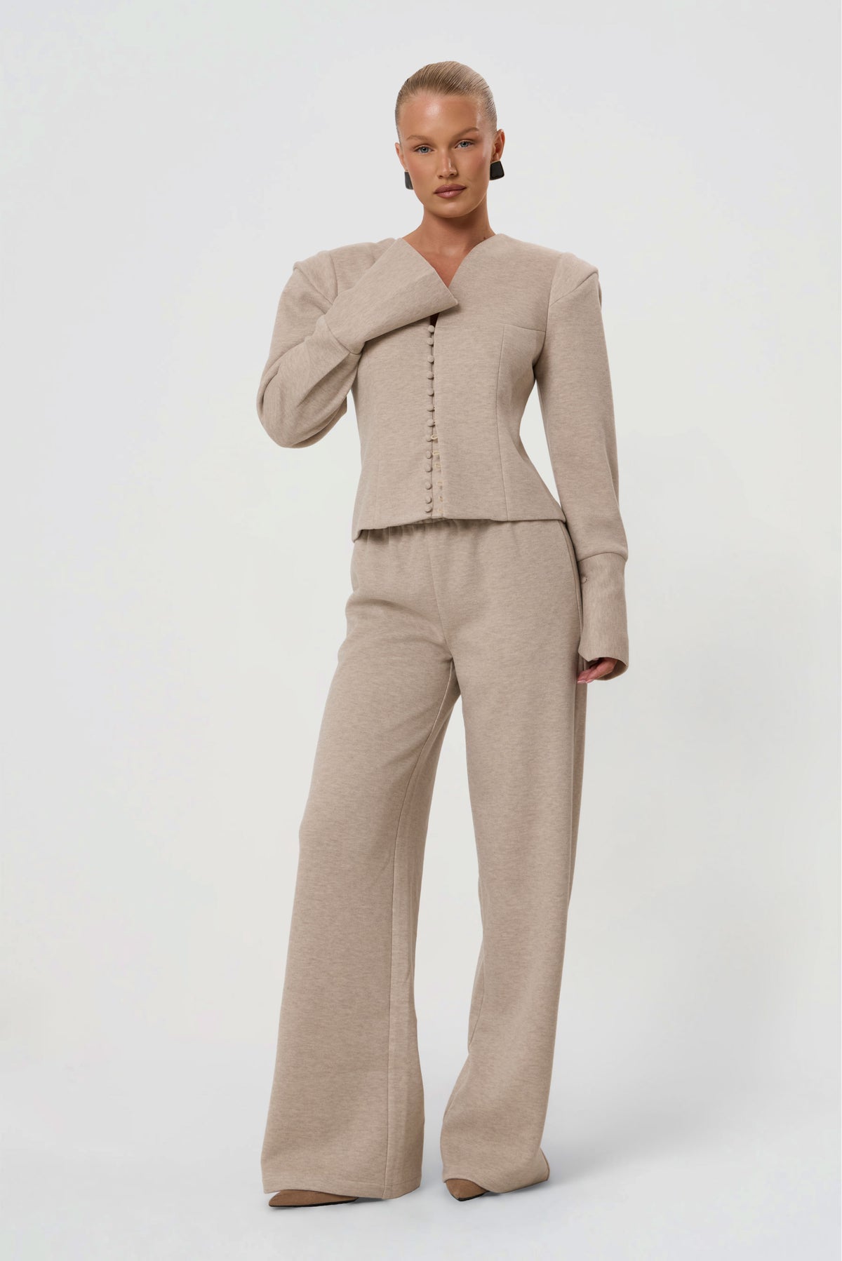 MARGOT JERSEY BLAZER | MARL BEIGE-4