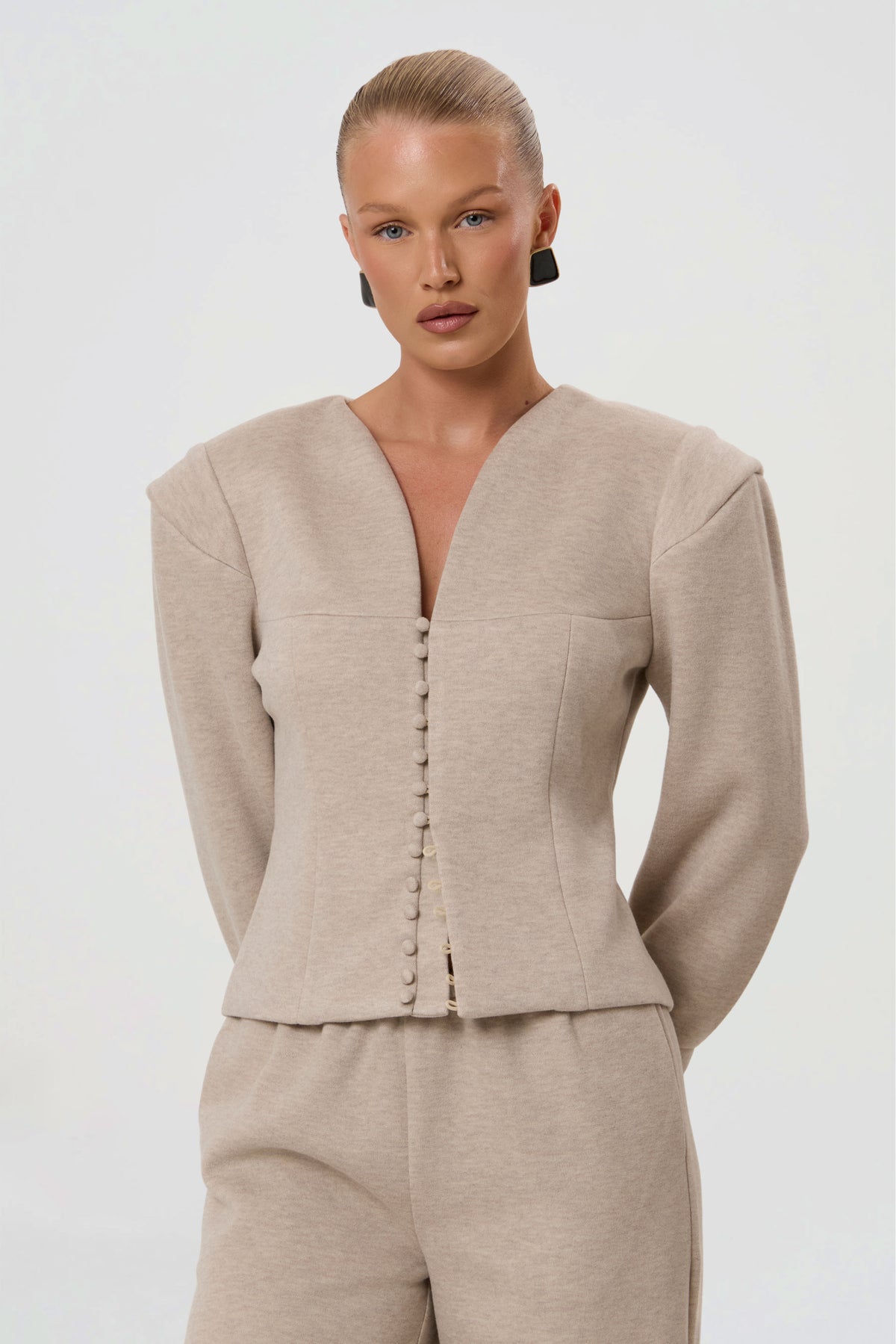 MARGOT JERSEY BLAZER | MARL BEIGE-1