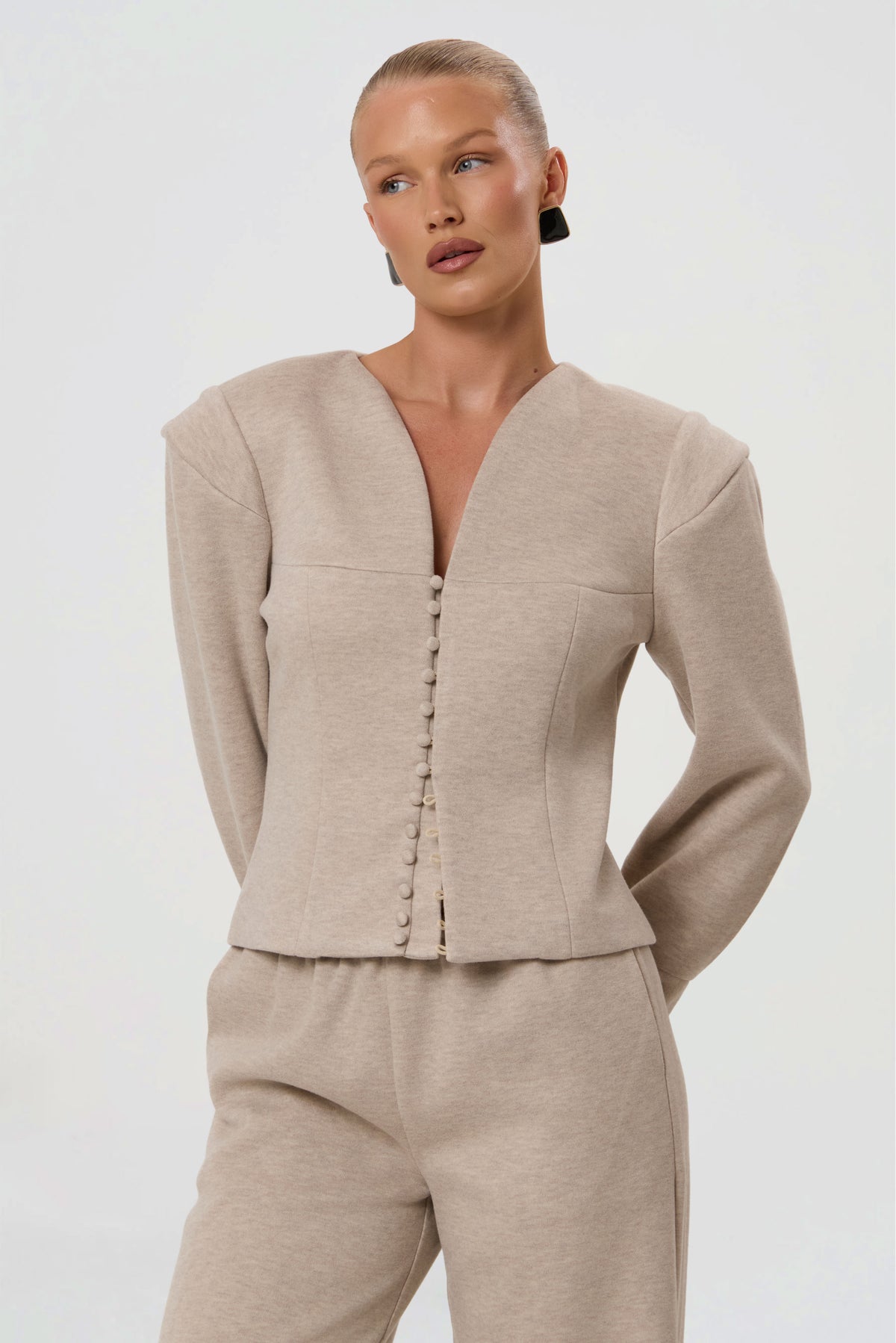 MARGOT JERSEY BLAZER | MARL BEIGE-3