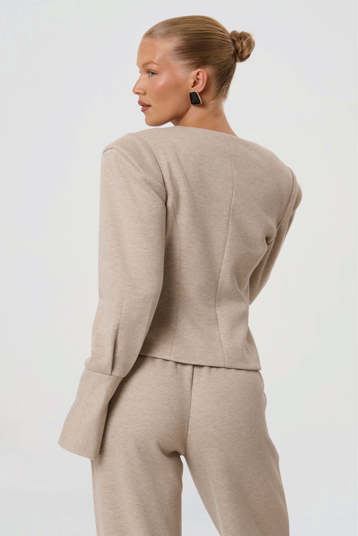 MARGOT JERSEY BLAZER | MARL BEIGE-5