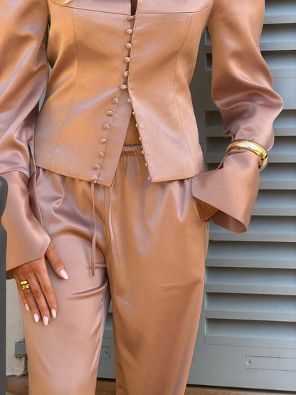 MARGOT STRUCTURED BLAZER | BRONZE SATIN
