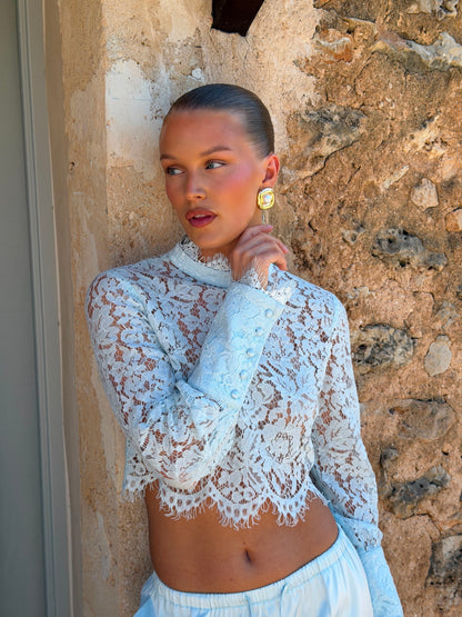ARABELLA LACE BLOUSE | BLUE