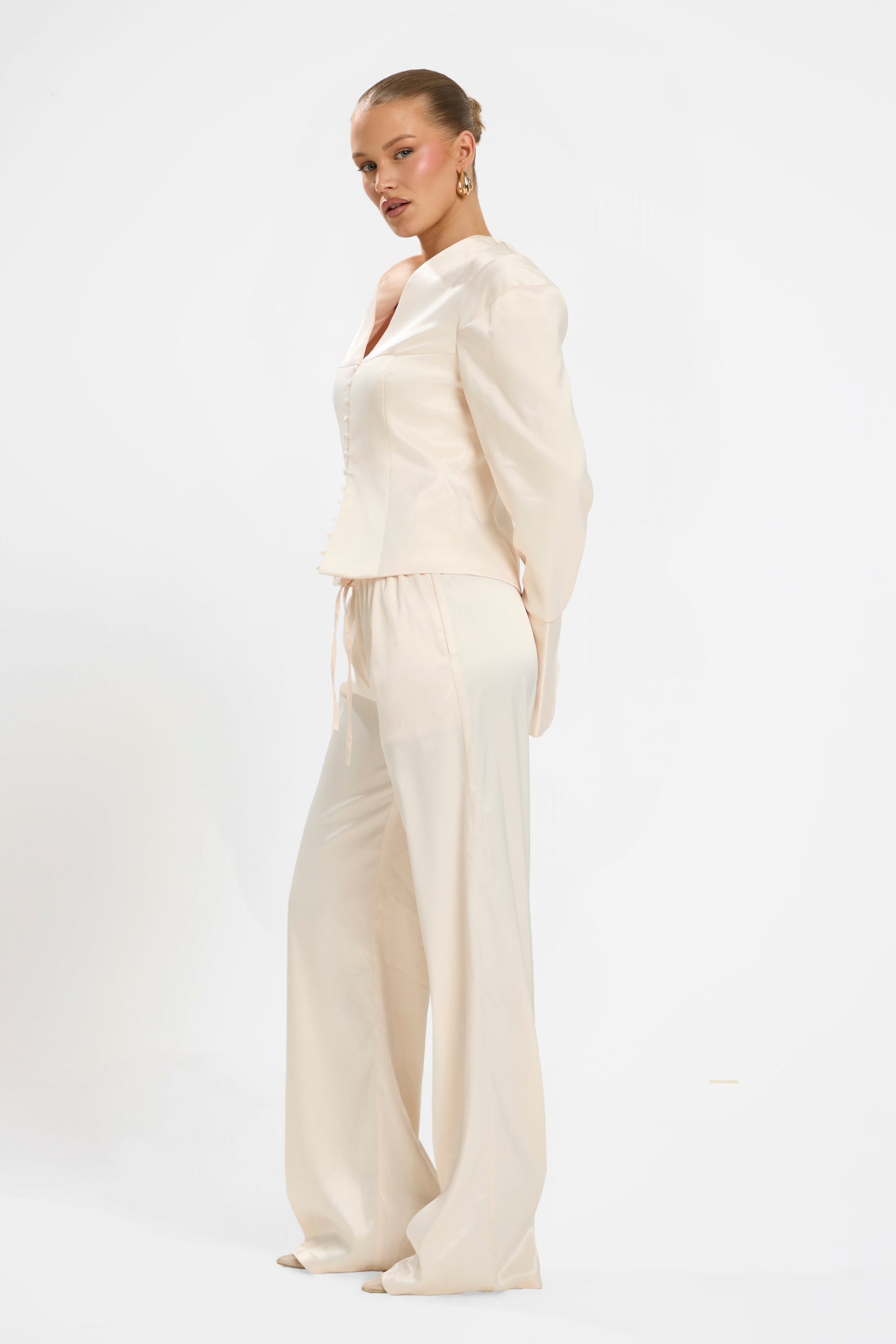 MARGOT STRUCTURED BLAZER | BLUSH SATIN