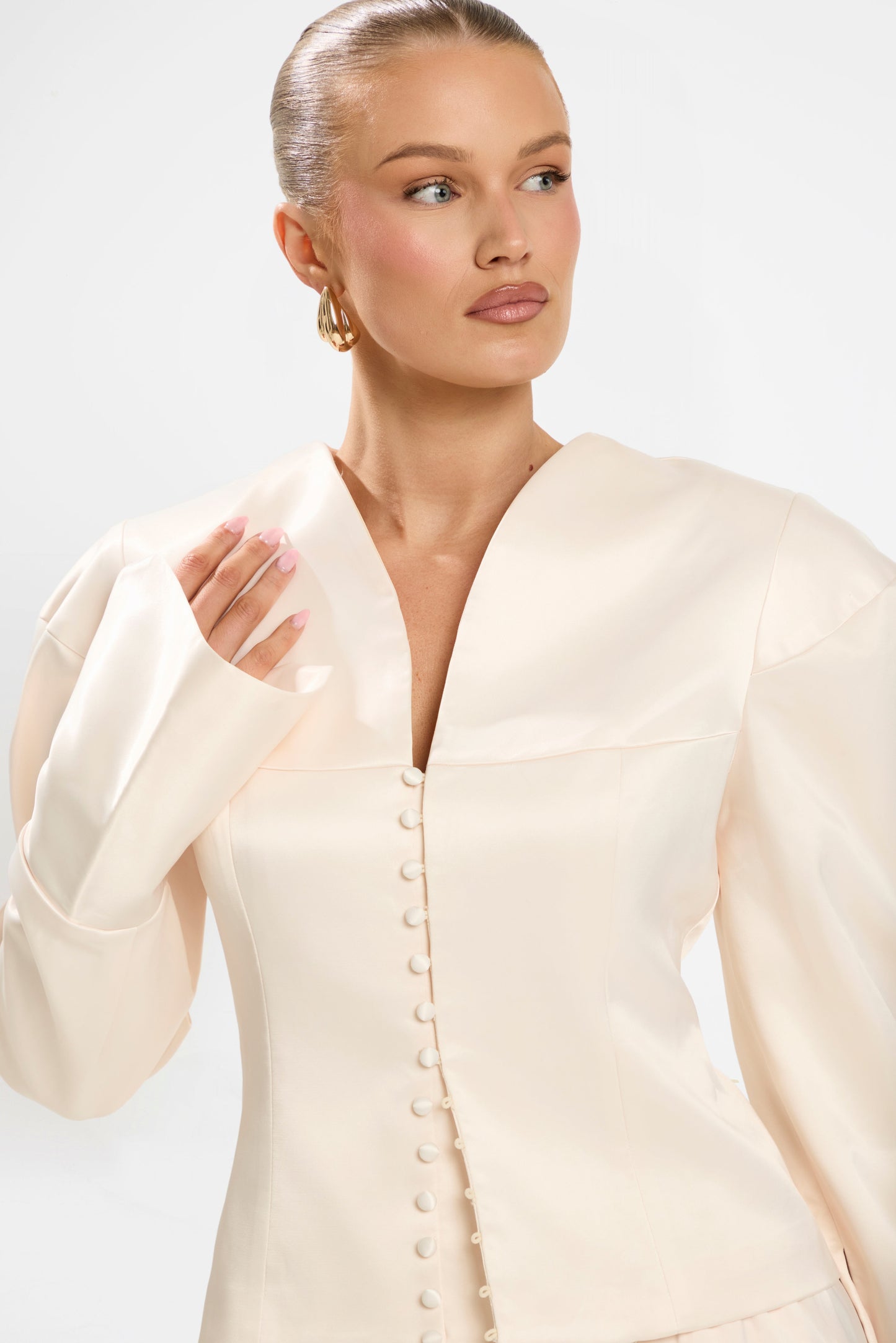 MARGOT STRUCTURED BLAZER | BLUSH SATIN