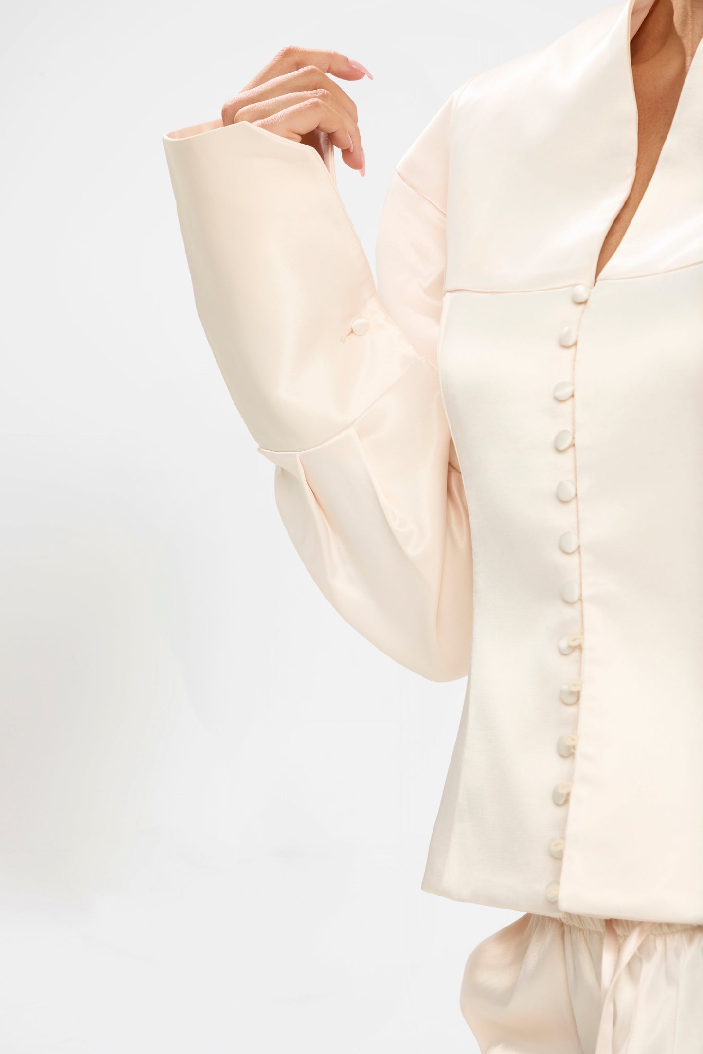 MARGOT STRUCTURED BLAZER | BLUSH SATIN