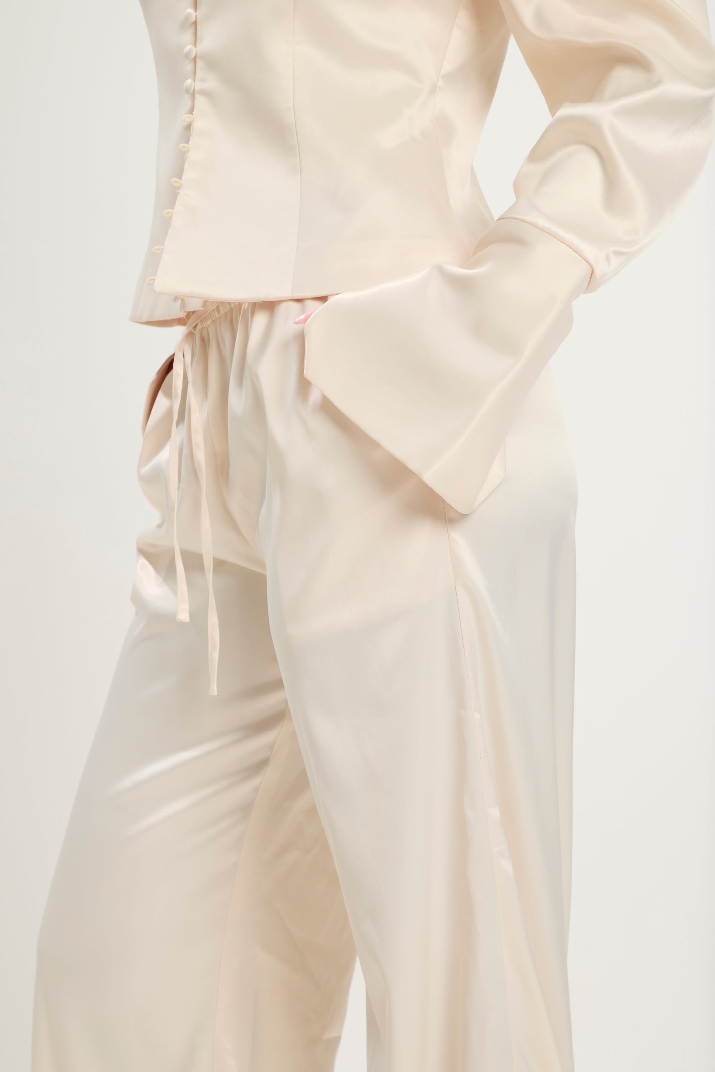 SATIN FLARED PANTS | BLUSH
