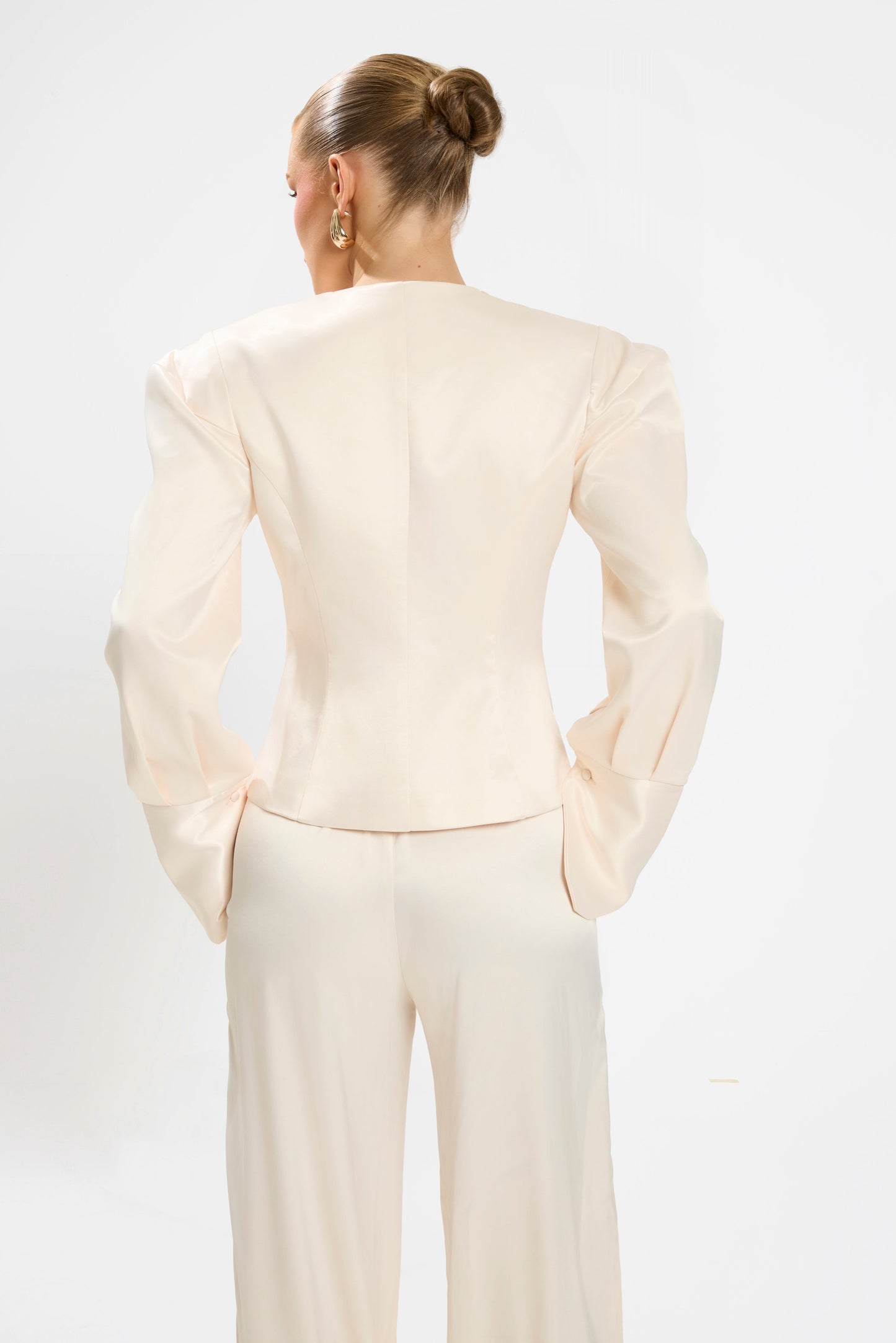 MARGOT STRUCTURED BLAZER | BLUSH SATIN