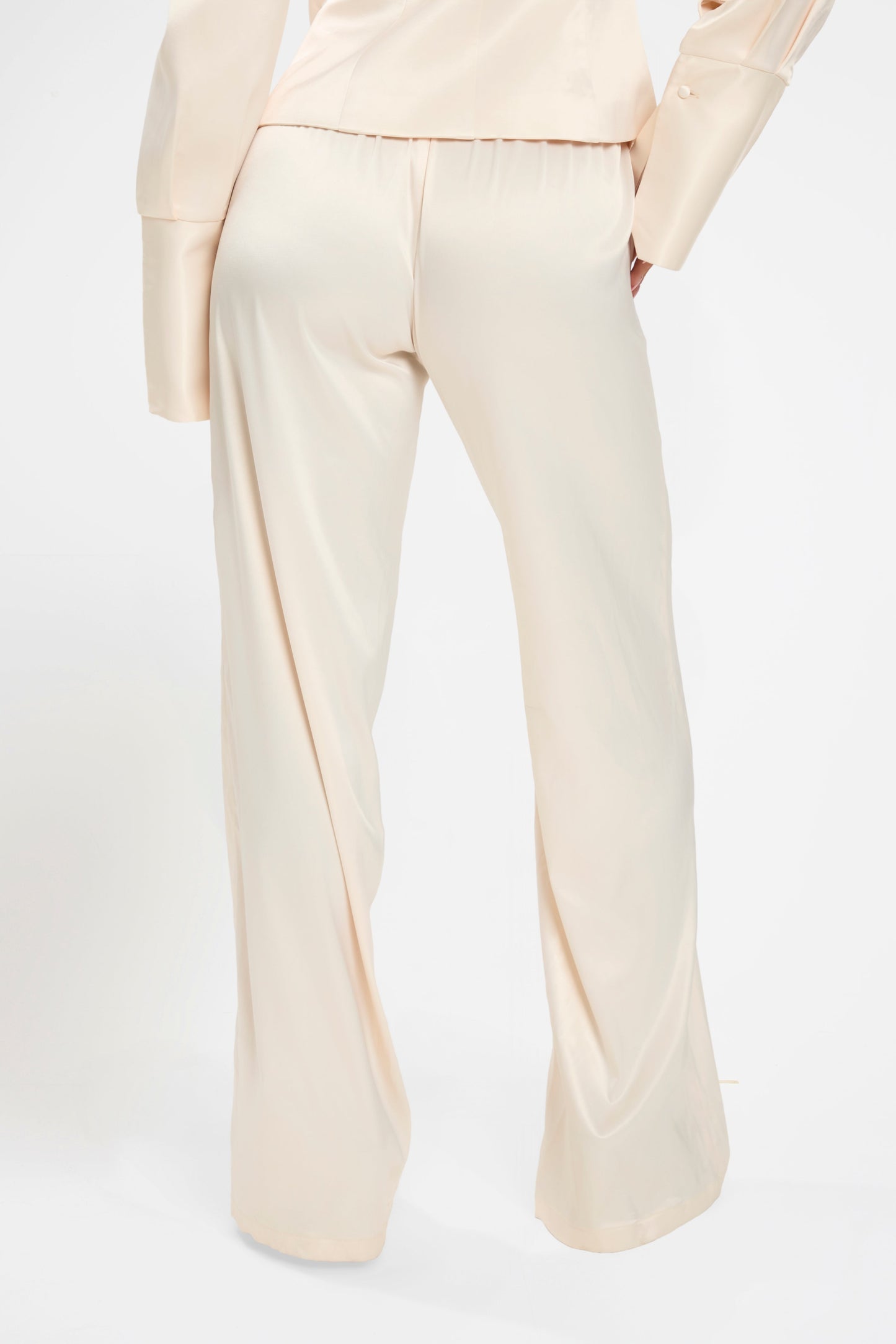 SATIN FLARED PANTS | BLUSH