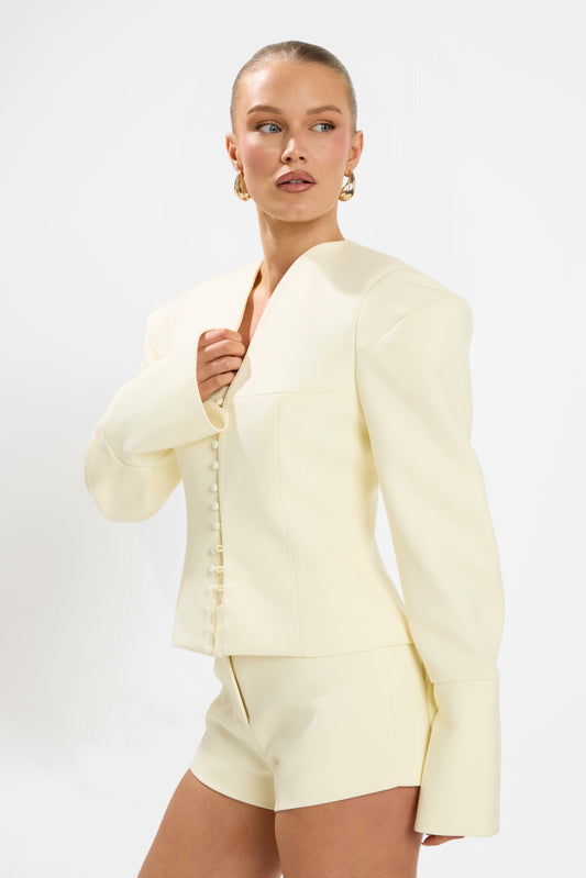 MARGOT TAILORED MICRO SHORTS | BUTTER LEMON