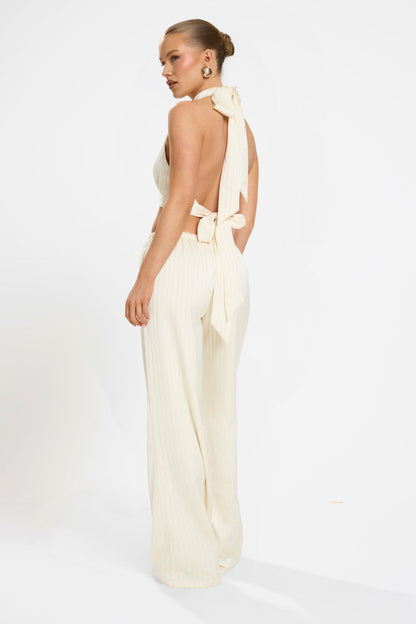 SOFIA PINSTRIPE SET | BUTTERMILK SATIN