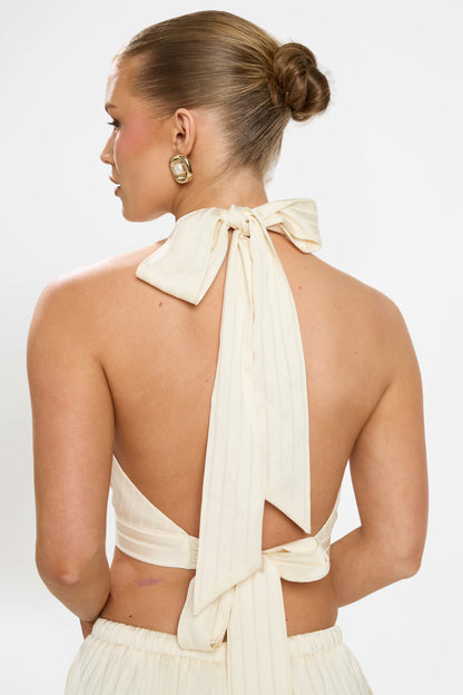 SOFIA PINSTRIPE SET | BUTTERMILK SATIN
