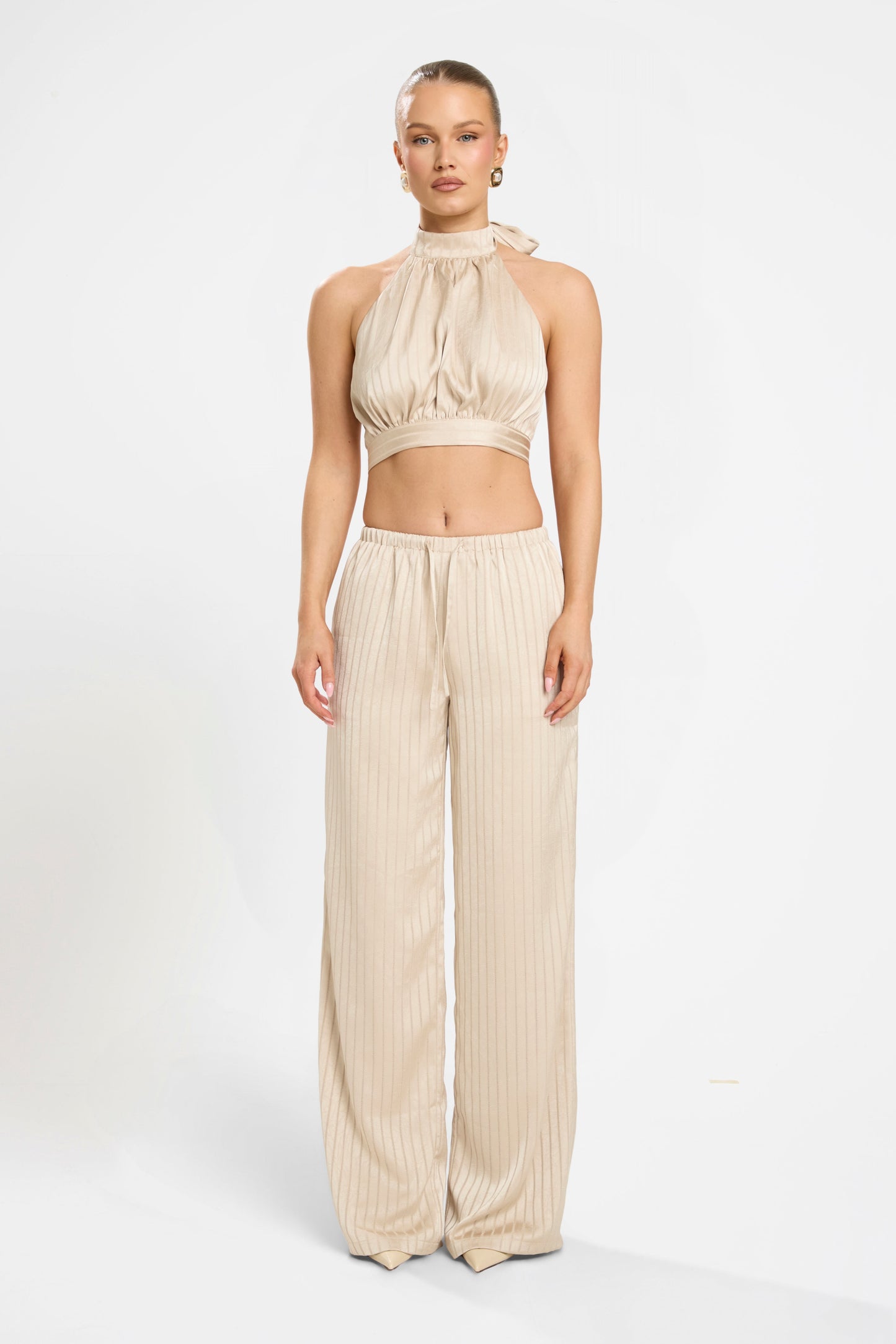 SOFIA PINSTRIPE SET | GOLDEN SATIN