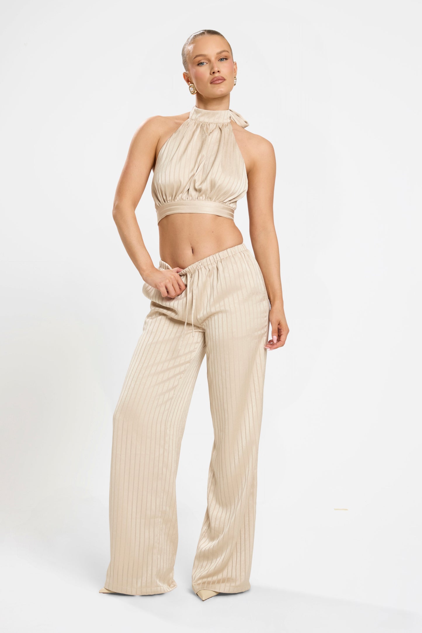SOFIA PINSTRIPE SET | GOLDEN SATIN