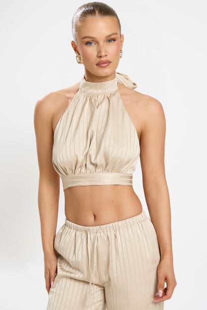 SOFIA PINSTRIPE SET | GOLDEN SATIN