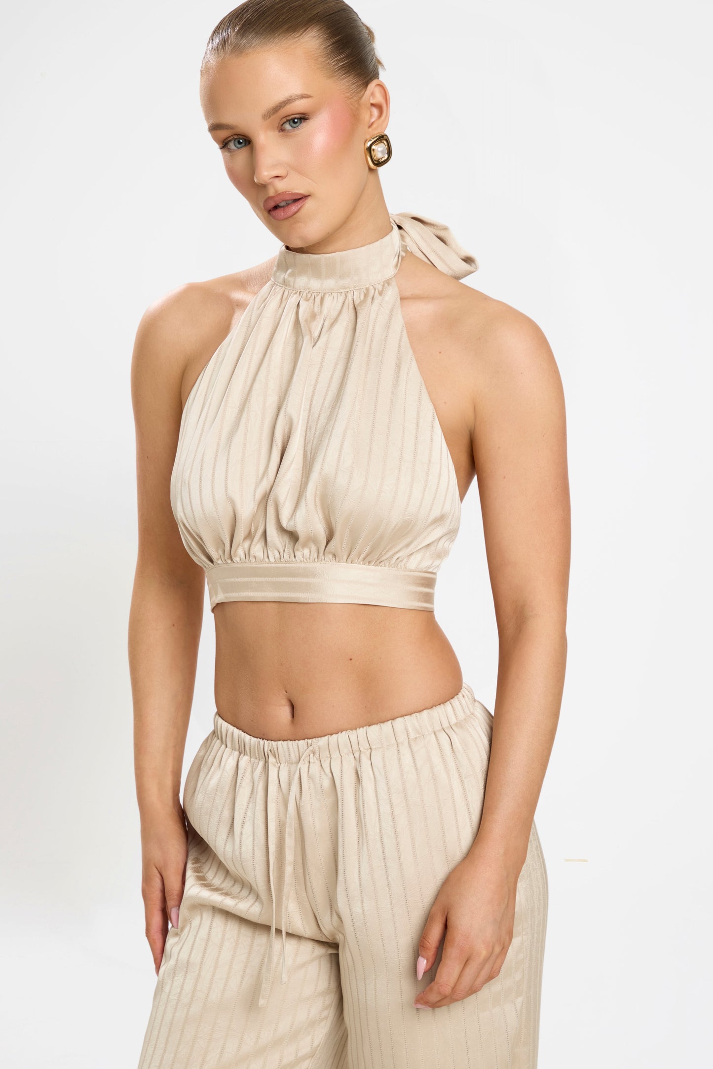 SOFIA PINSTRIPE SET | GOLDEN SATIN