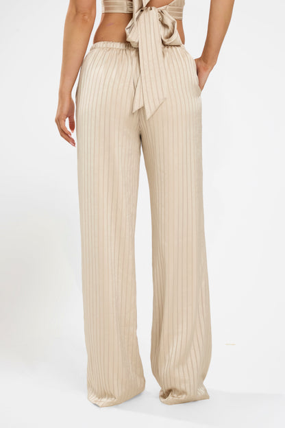 SOFIA PINSTRIPE SET | GOLDEN SATIN