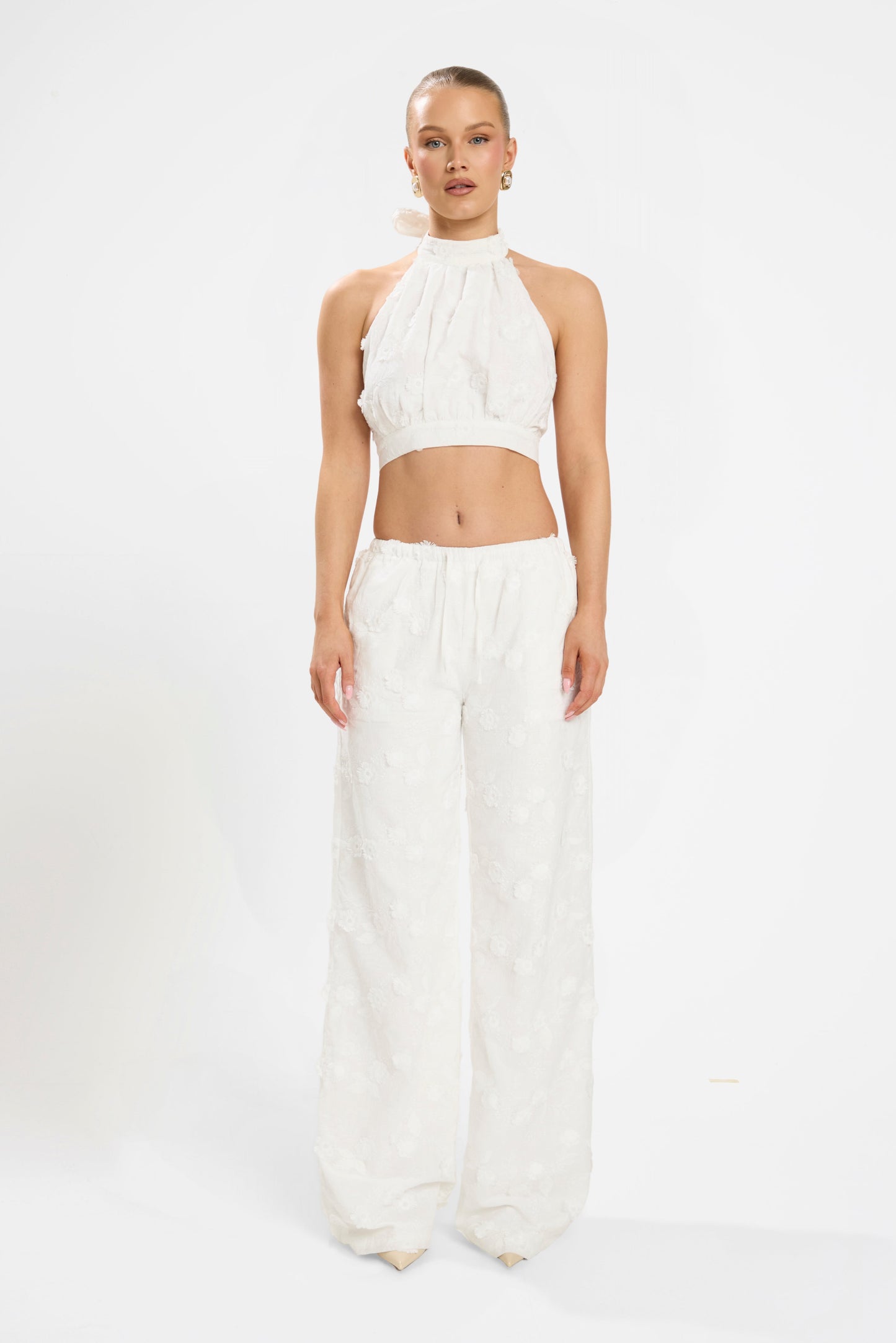 ESME EMBRODIED PANT SET | WHITE