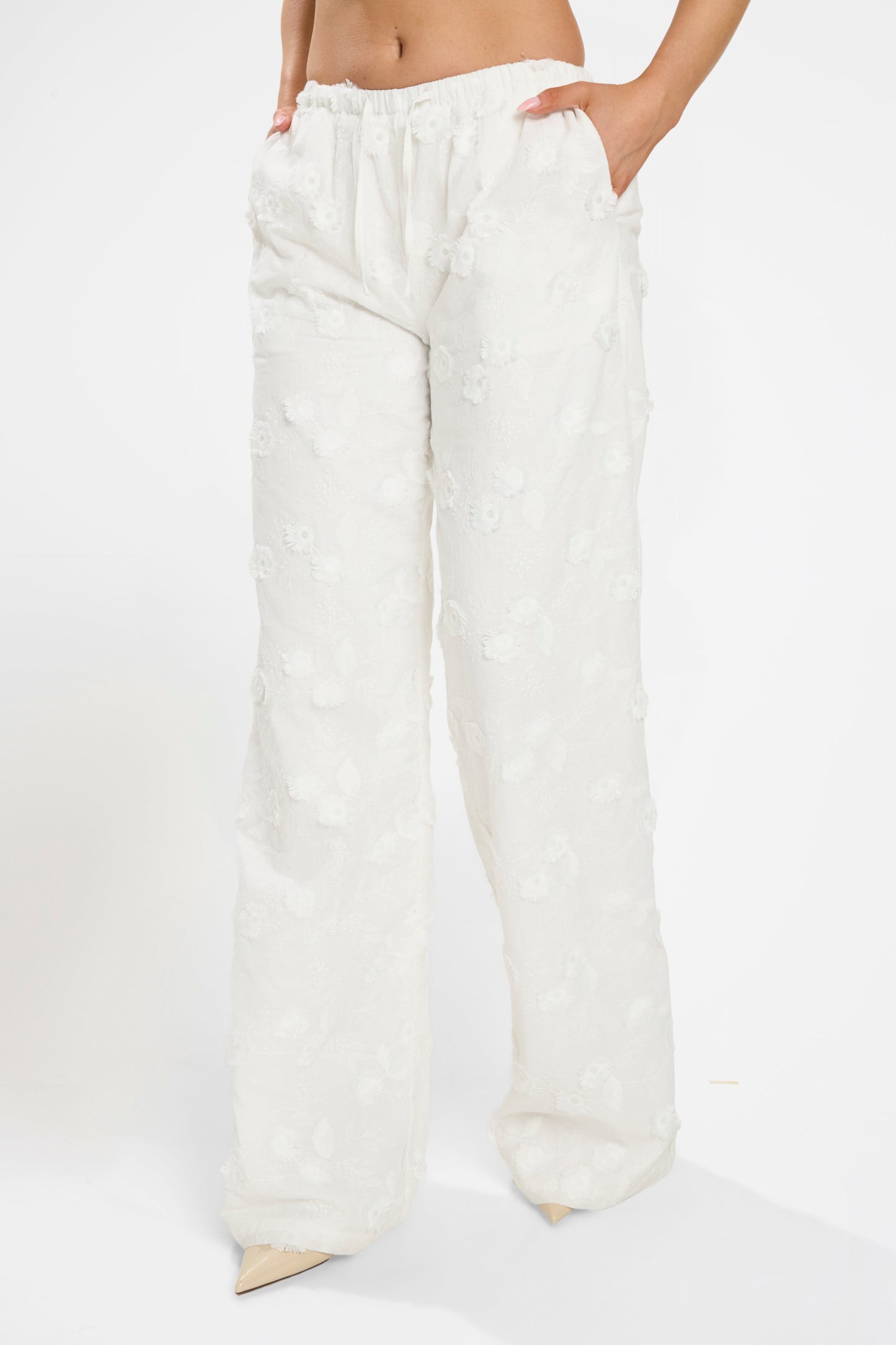 ESME EMBRODIED PANT SET | WHITE