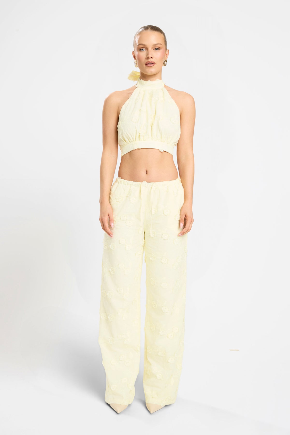 ESME EMBRODIED PANT SET | LEMON