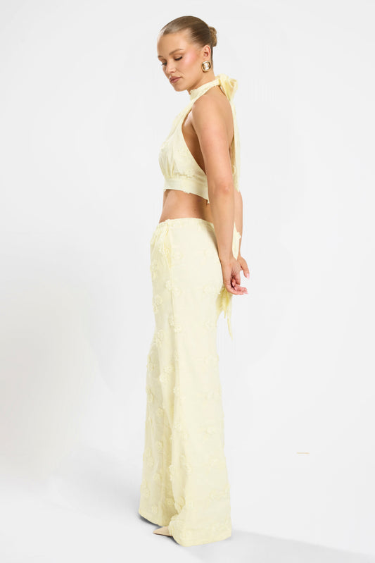 ESME EMBRODIED PANT SET | LEMON