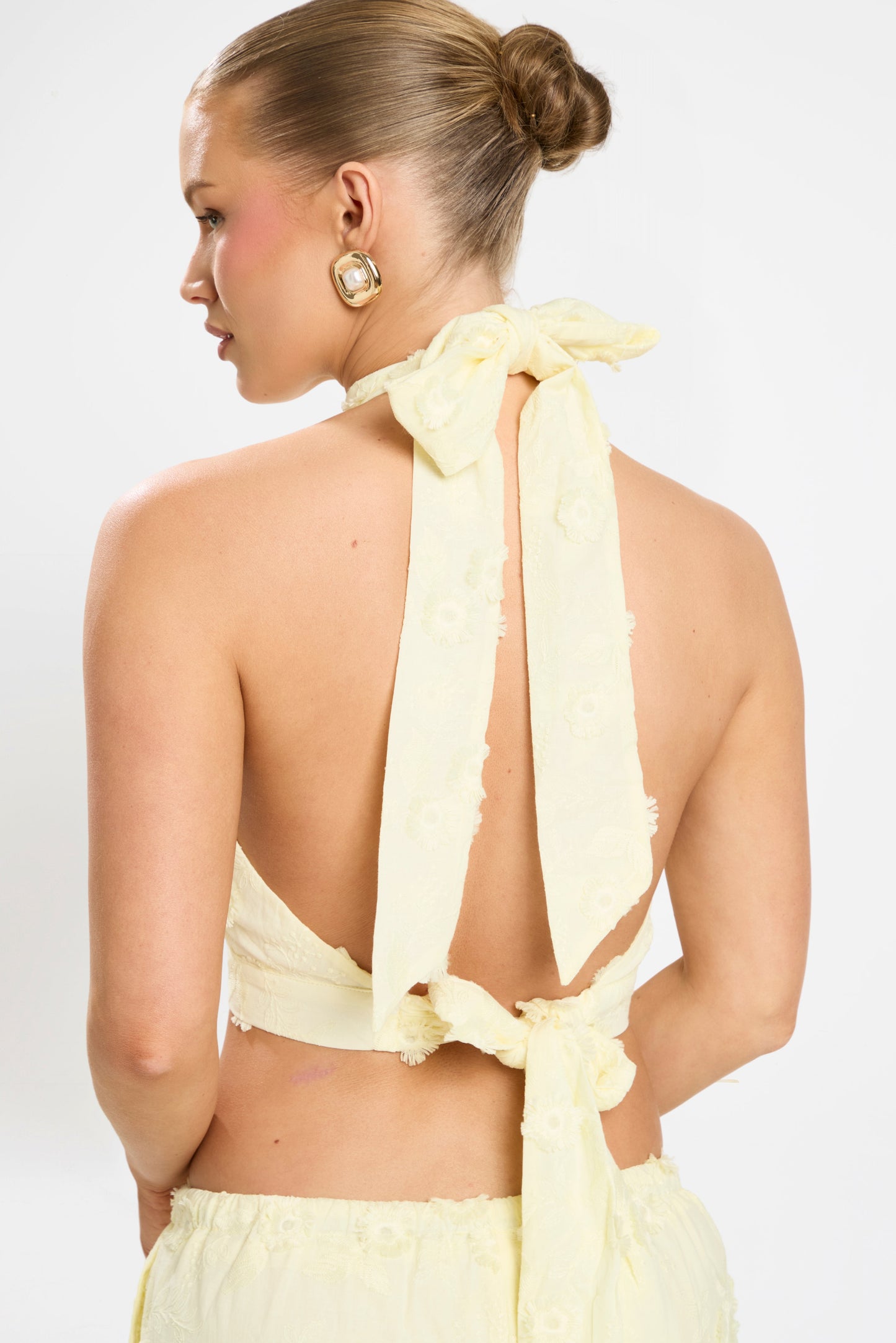 ESME EMBRODIED PANT SET | LEMON