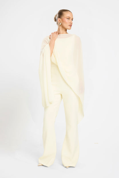 CHIFFON OVERLAY JUMPSUIT | LEMON