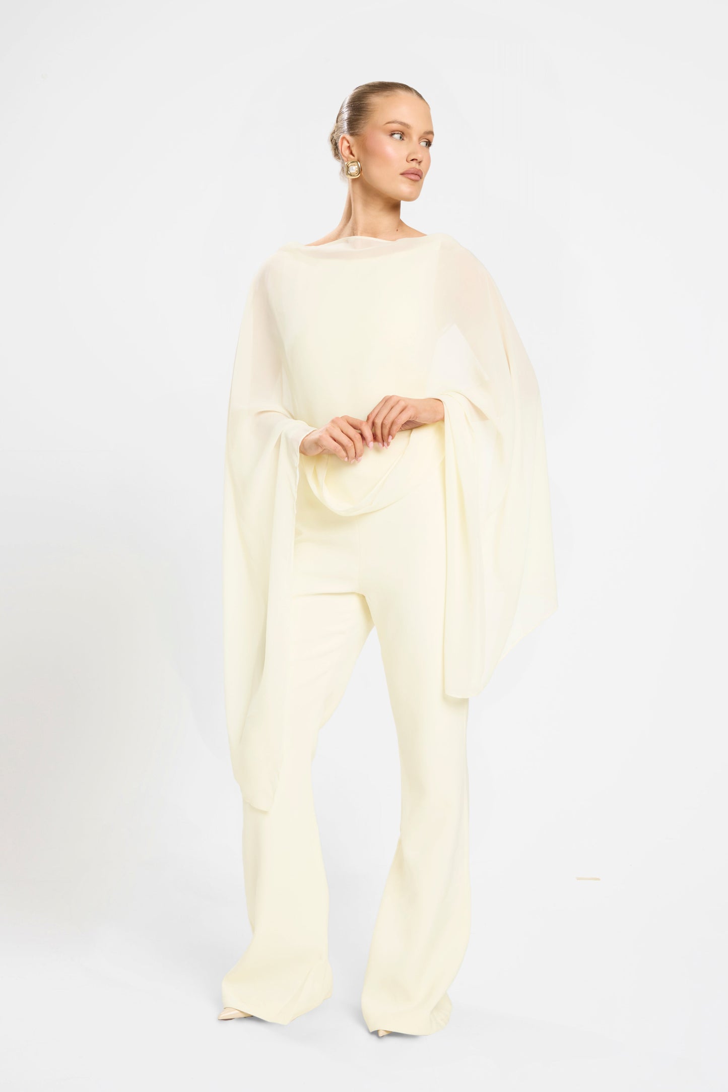 CHIFFON OVERLAY JUMPSUIT | LEMON