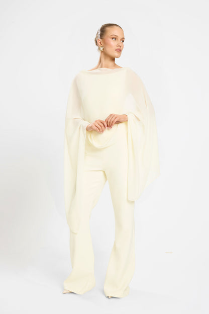 CHIFFON OVERLAY JUMPSUIT | LEMON