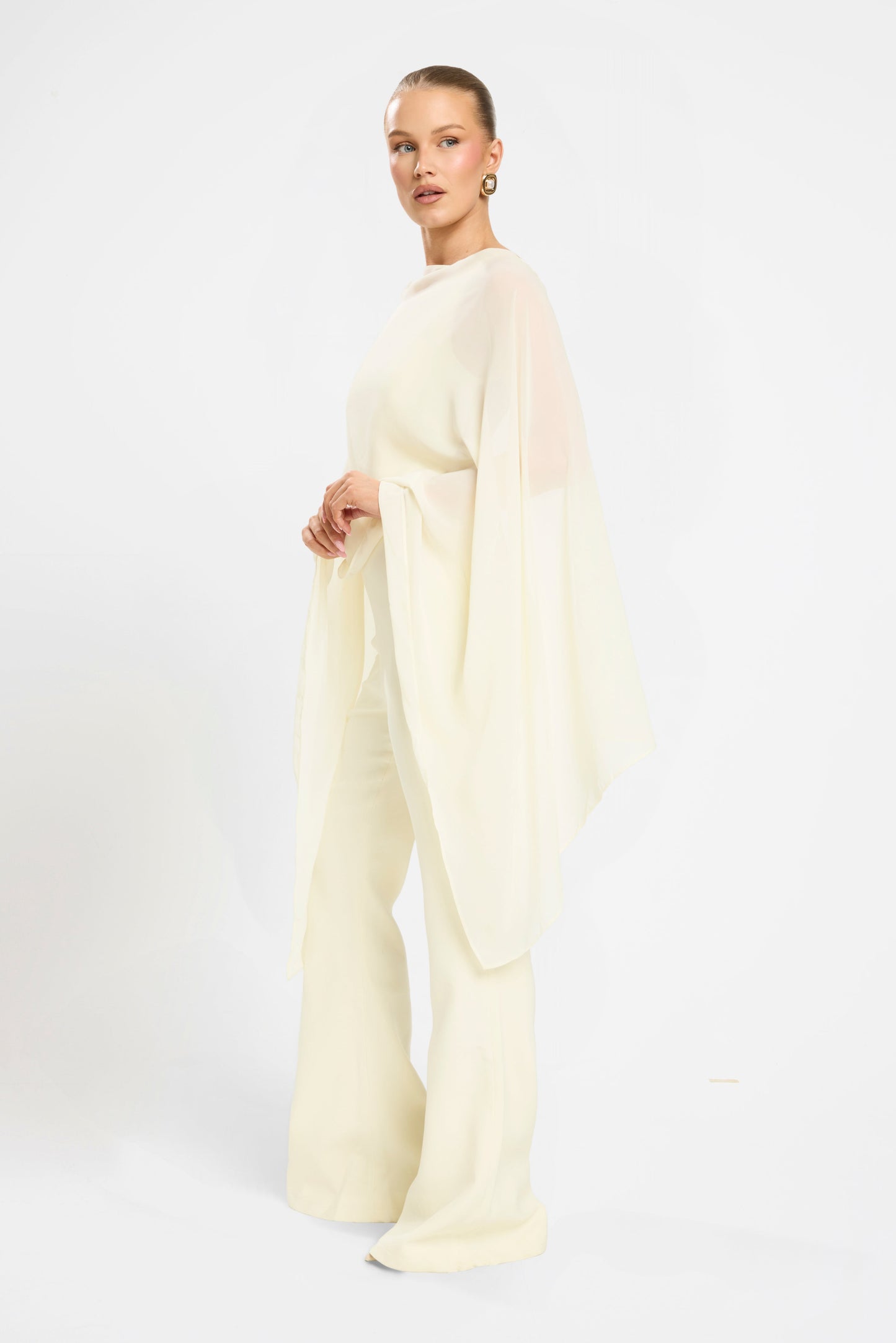 CHIFFON OVERLAY JUMPSUIT | LEMON
