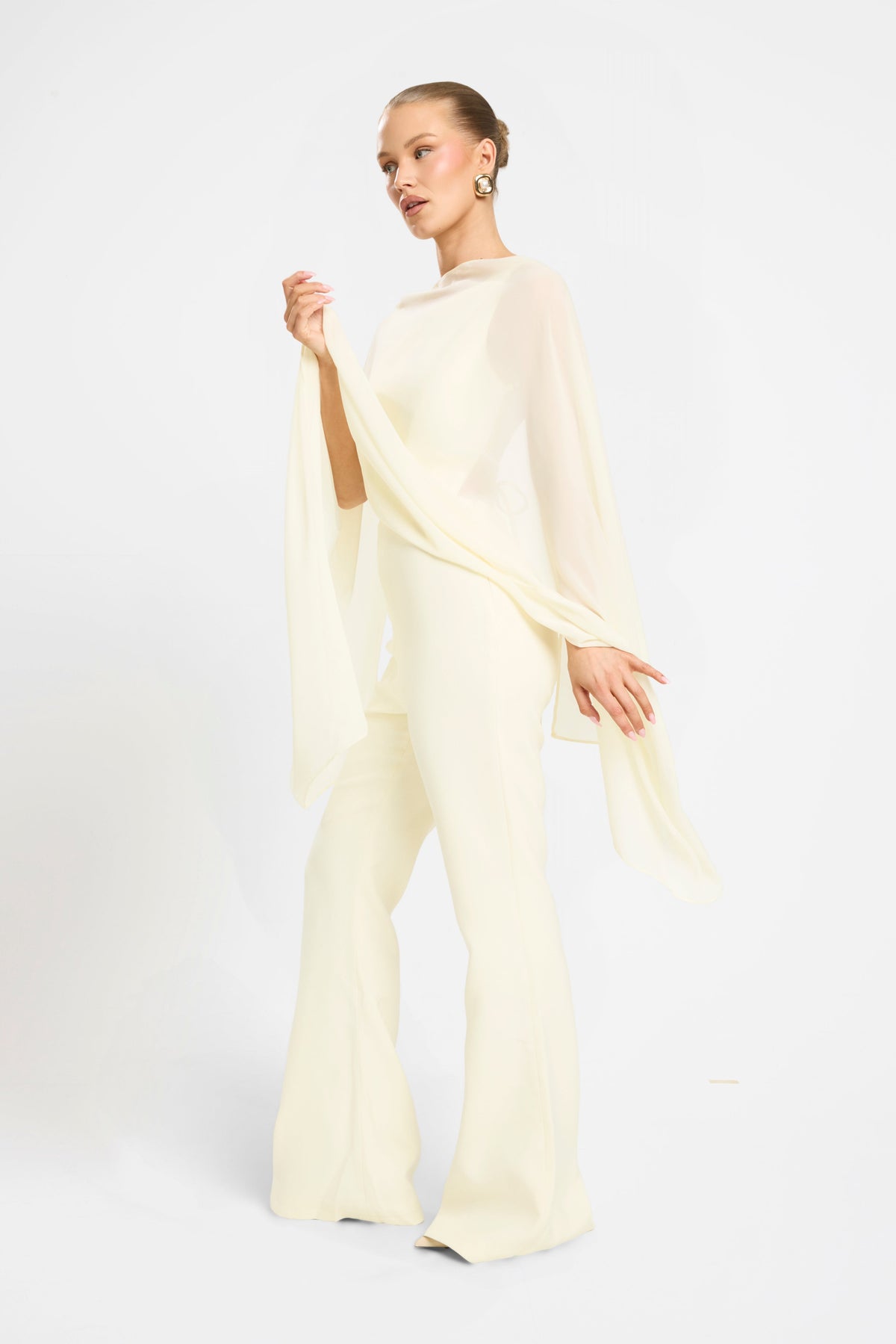 CHIFFON OVERLAY JUMPSUIT | LEMON