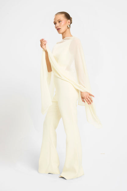 CHIFFON OVERLAY JUMPSUIT | LEMON