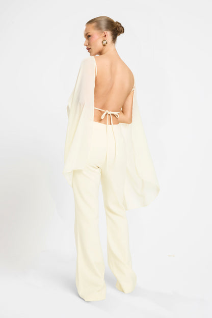 CHIFFON OVERLAY JUMPSUIT | LEMON