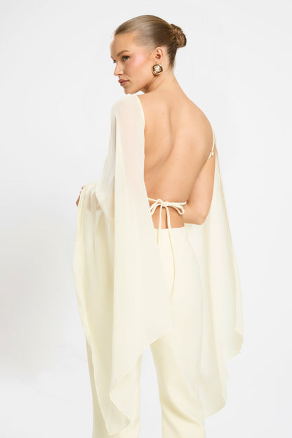 CHIFFON OVERLAY JUMPSUIT | LEMON