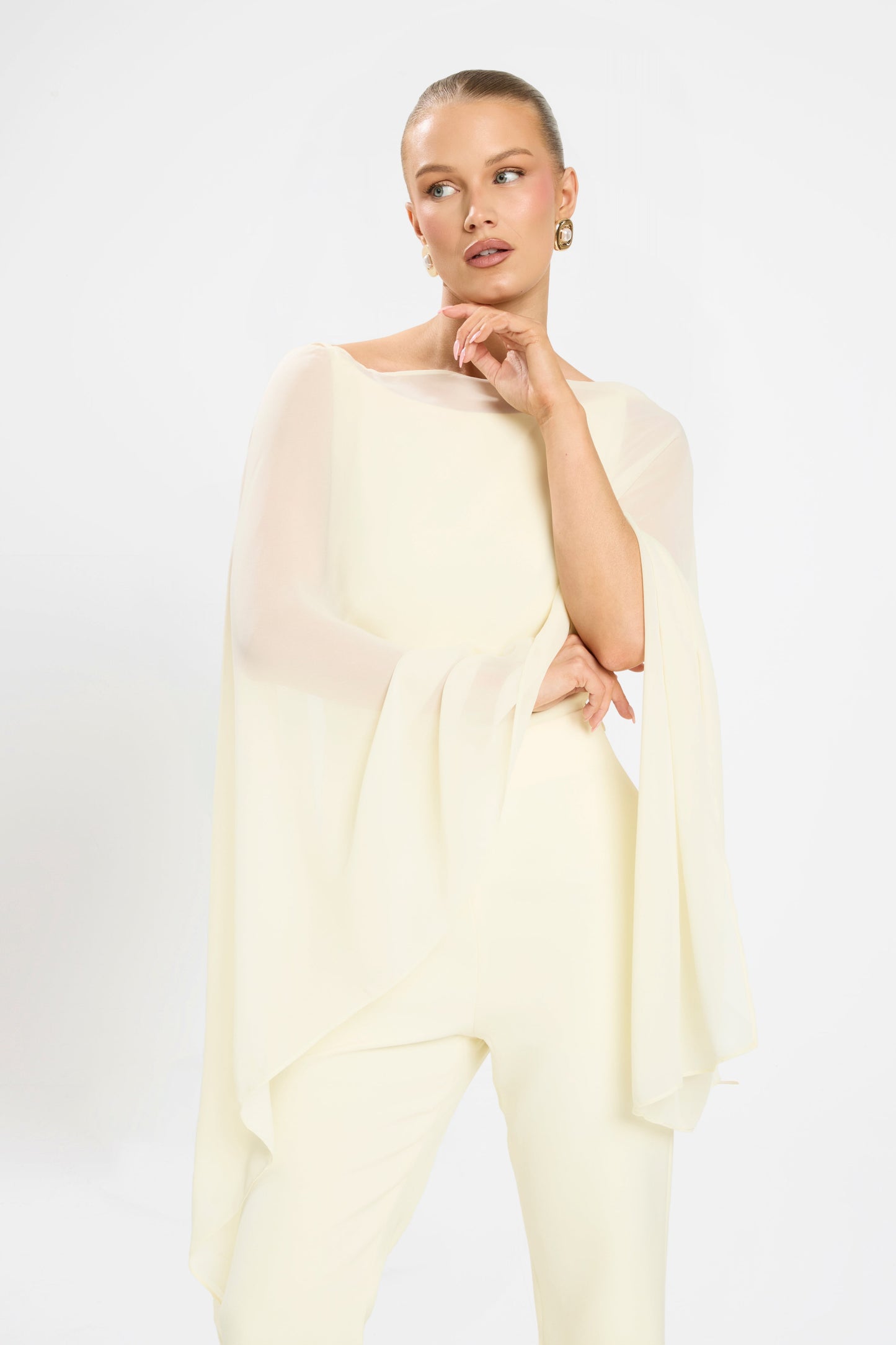 CHIFFON OVERLAY JUMPSUIT | LEMON