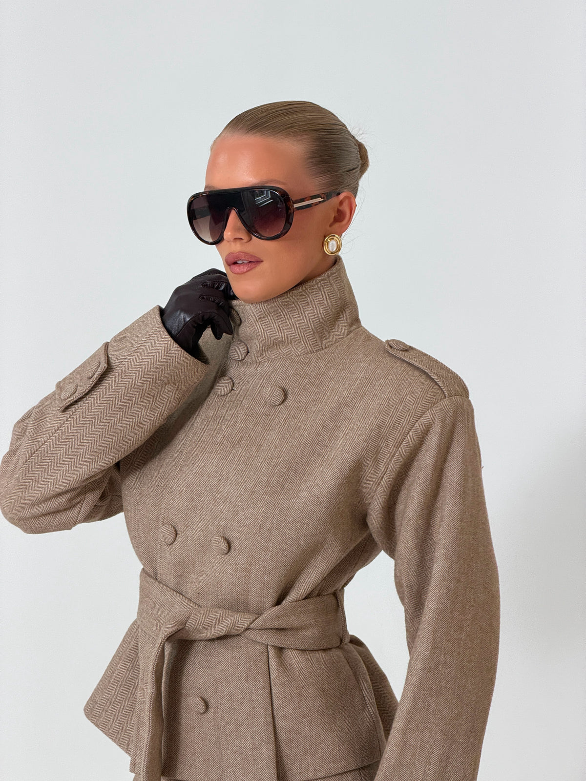 RHOE STRUCTURED BELT BLAZER | HERRINGBONE-3
