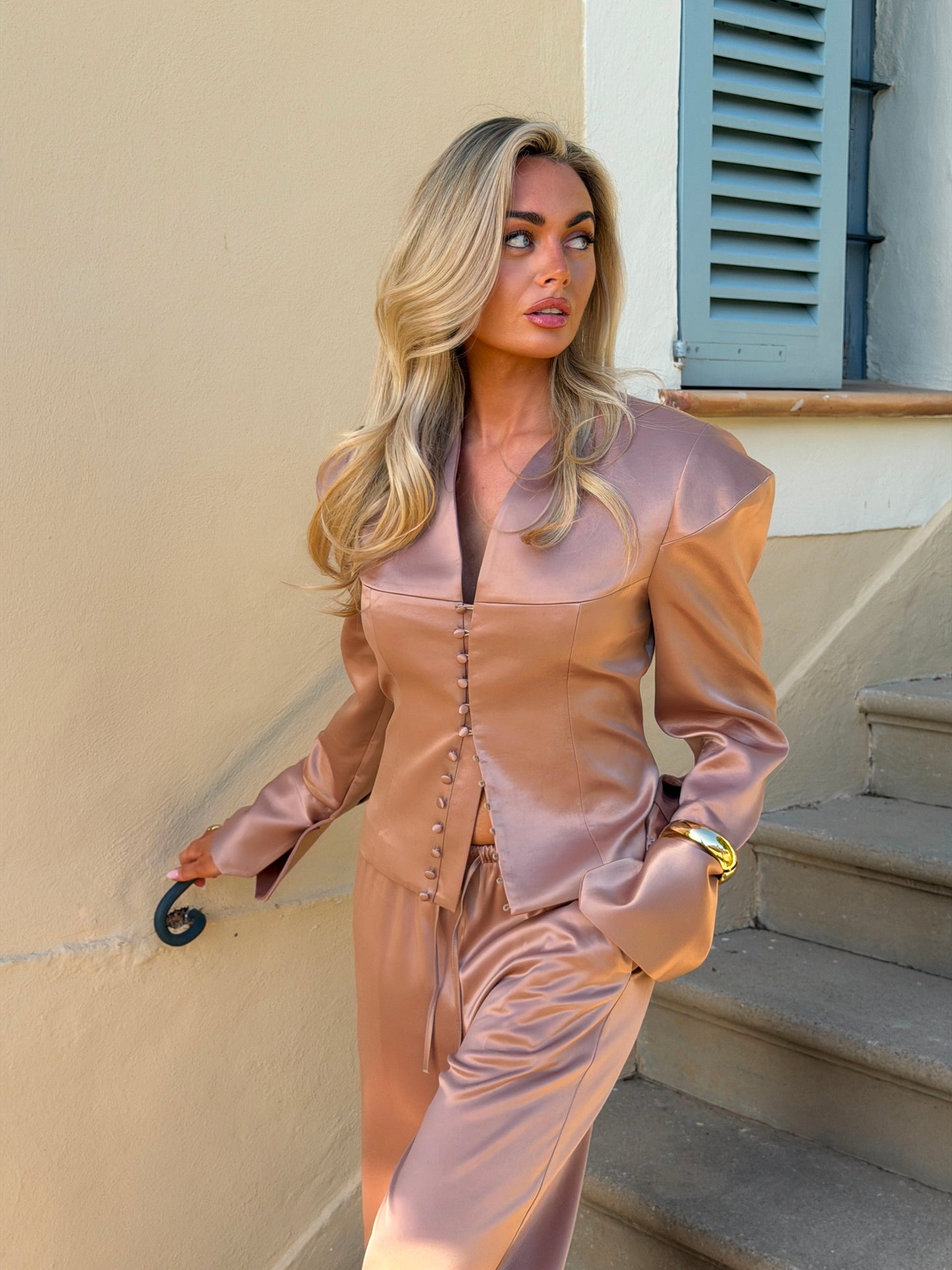 MARGOT STRUCTURED BLAZER | BRONZE SATIN