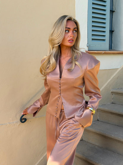 MARGOT STRUCTURED BLAZER | BRONZE SATIN