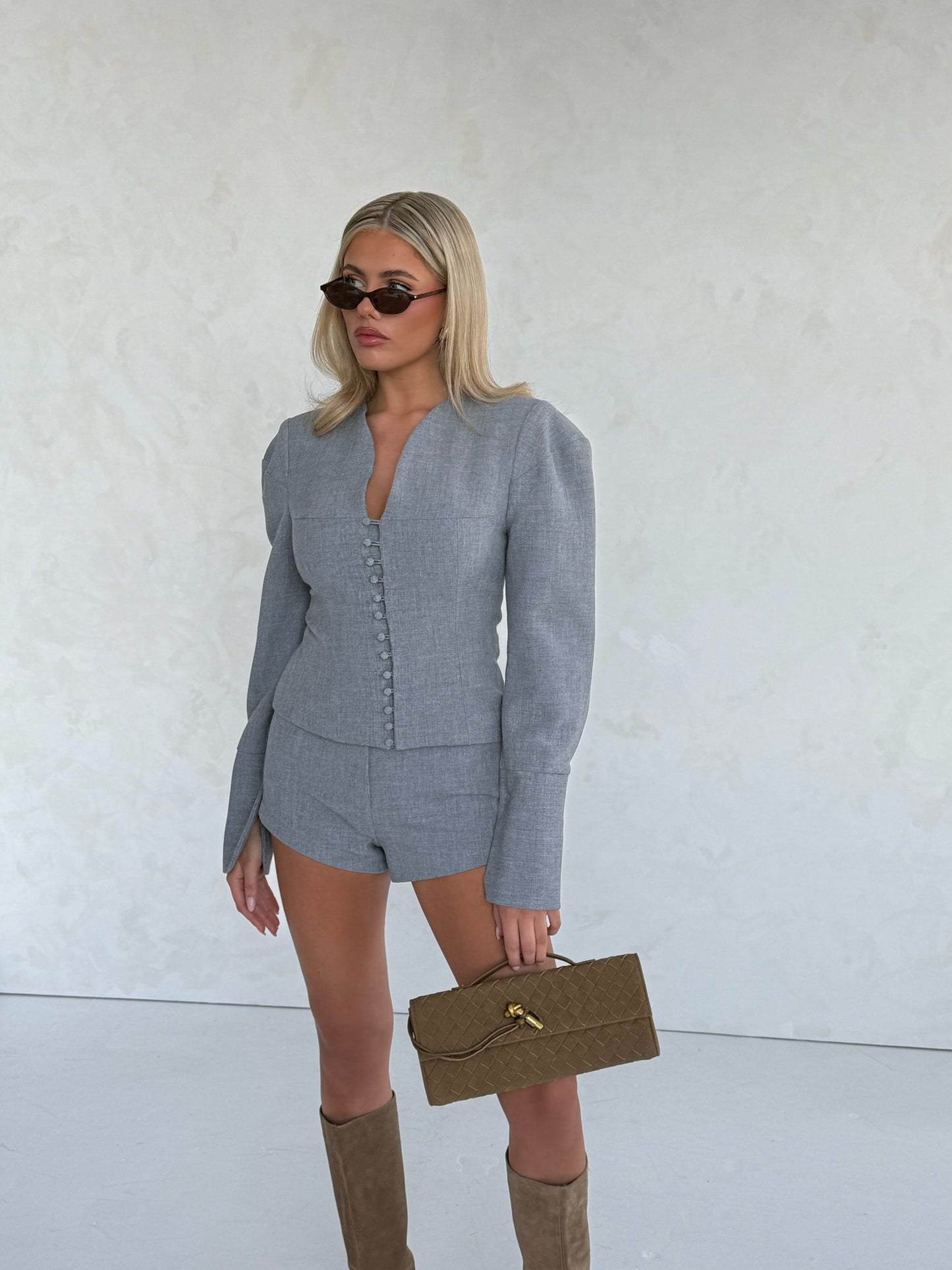 MARGOT BUTTON BLAZER | GREY