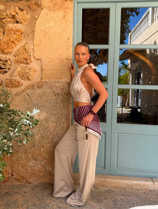 SOFIA PINSTRIPE SET | GOLDEN SATIN