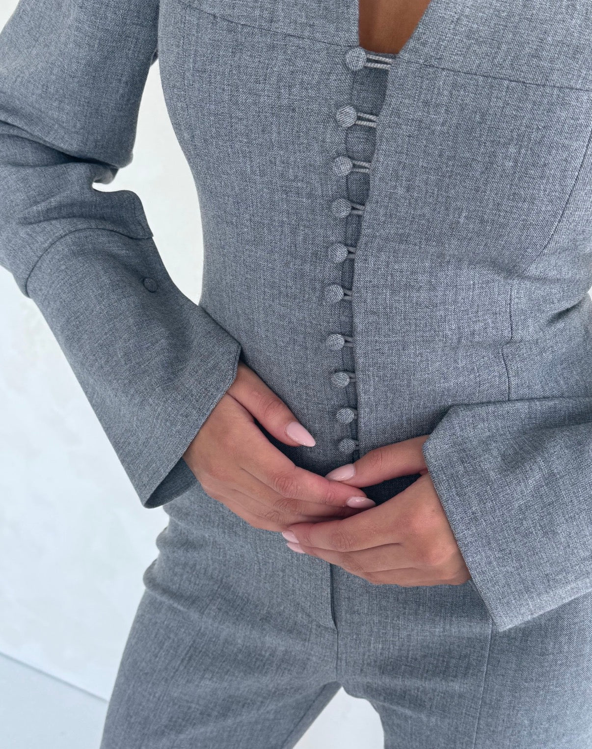 MARGOT BUTTON BLAZER | GREY